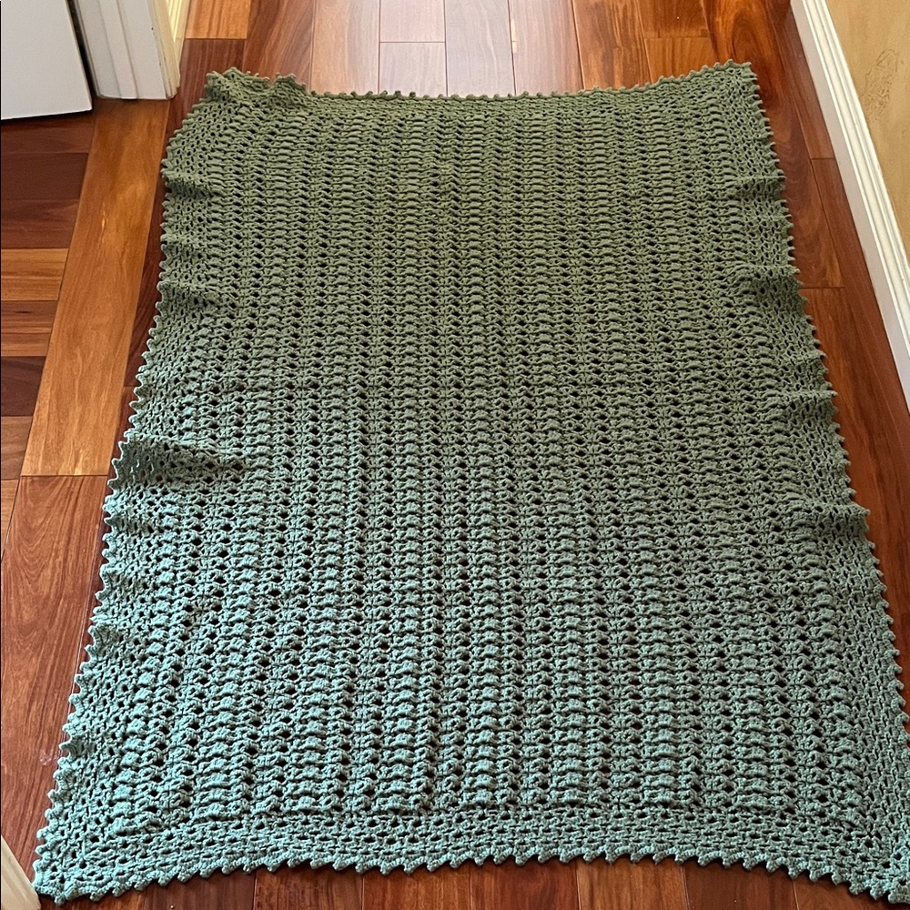 Handmade Green Crochet Blanket